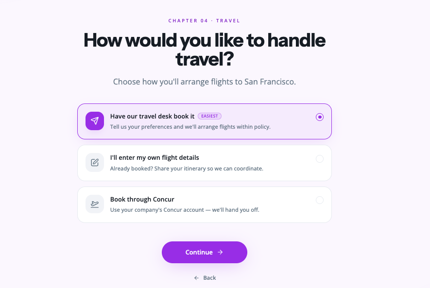 Groupize travel booking within policy