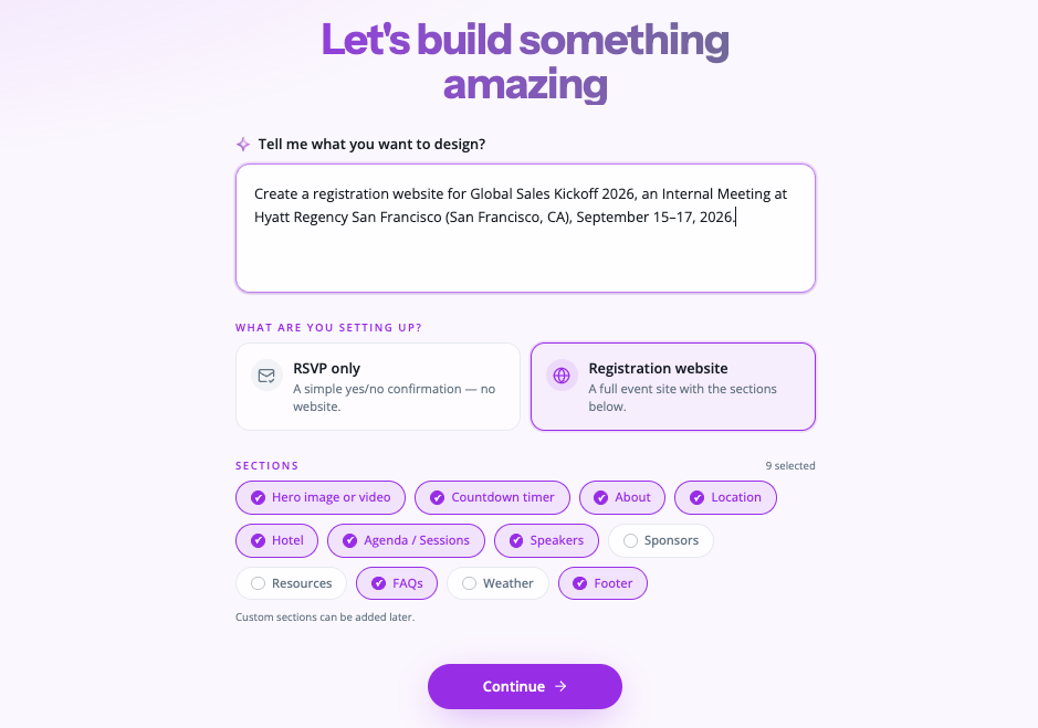 Groupize branded event website builder