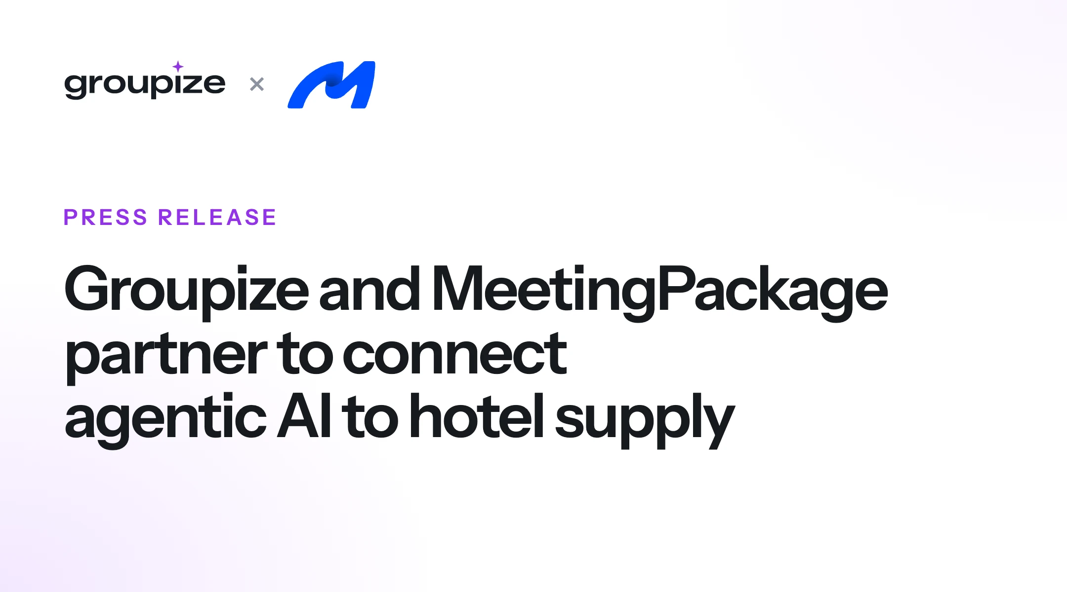 Groupize and MeetingPackage logos: Groupize and MeetingPackage partner to connect agentic AI to hotel supply